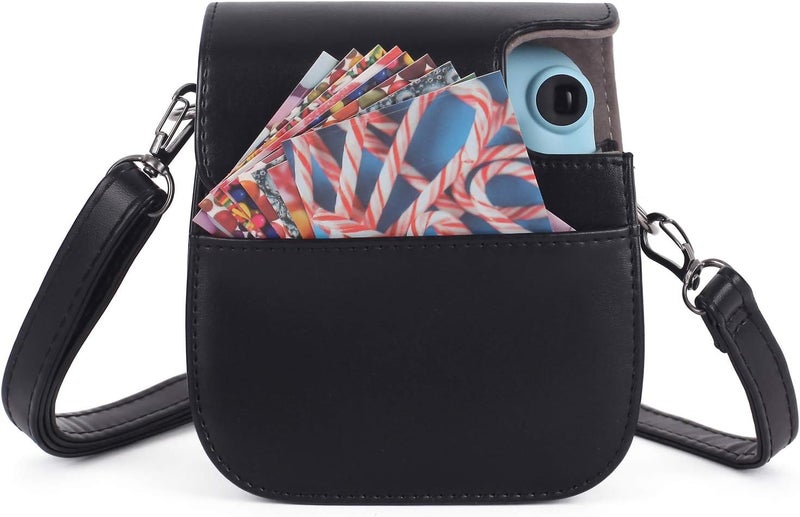 Phetium Instant mini 12 Camera Protective Case Compatible with Instax Mini 12 11,PU Leather Bag with Pocket and Adjustable Shoulder Strap (Black) - Image 3